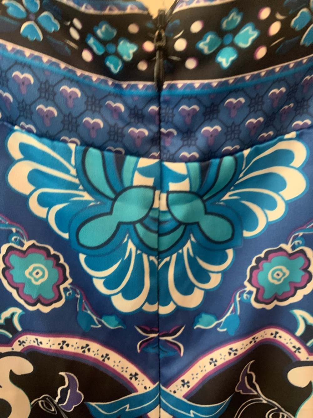 Ice Blue and Black Floral Paisley Slip Dress - Picture 6 of 7